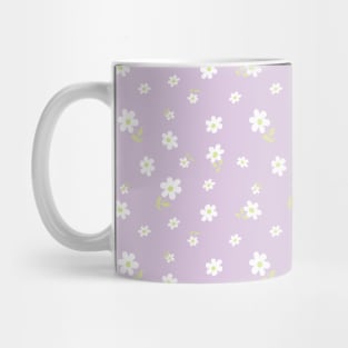 DITSY PRAIRIE VINTAGE RETRO FLORALS AND FLOWERS LILAC WHITE GREEN Mug